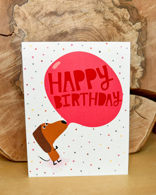 Happy Birthday Bubble Gum Dachshund Greeting Card