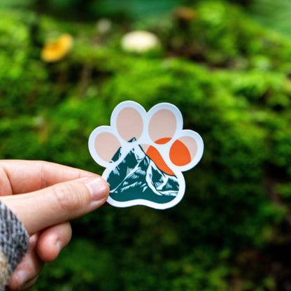 Mountain Sunset Paw Print Sticker | Animal Lover | Matte