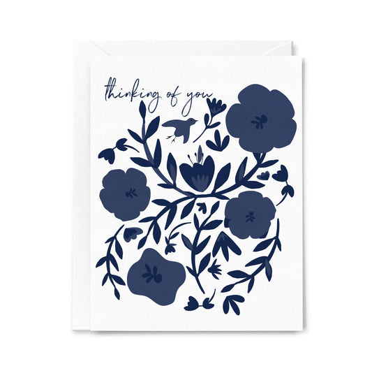 Thinking of You Blue Sympathy Greeting Card