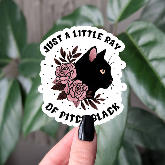 Just a little ray of pitch black sticker, goth black cat