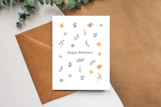 Floral Happy Birthday Greeting Card