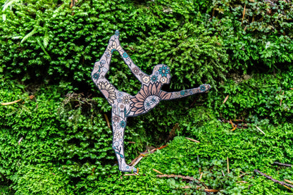 Floral Dancer's Pose Sticker | Yoga Sticker | Hand Drawn