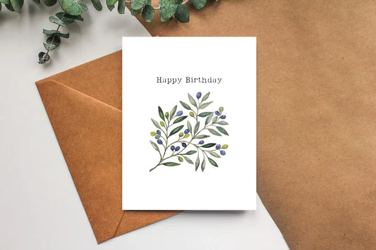 Olive Branch Happy Birthday Greeting Card