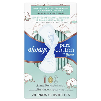 PURE COTTON UNSCENTED PAD WITH FLEXI-WINGS