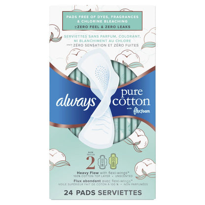 PURE COTTON UNSCENTED PAD WITH FLEXI-WINGS