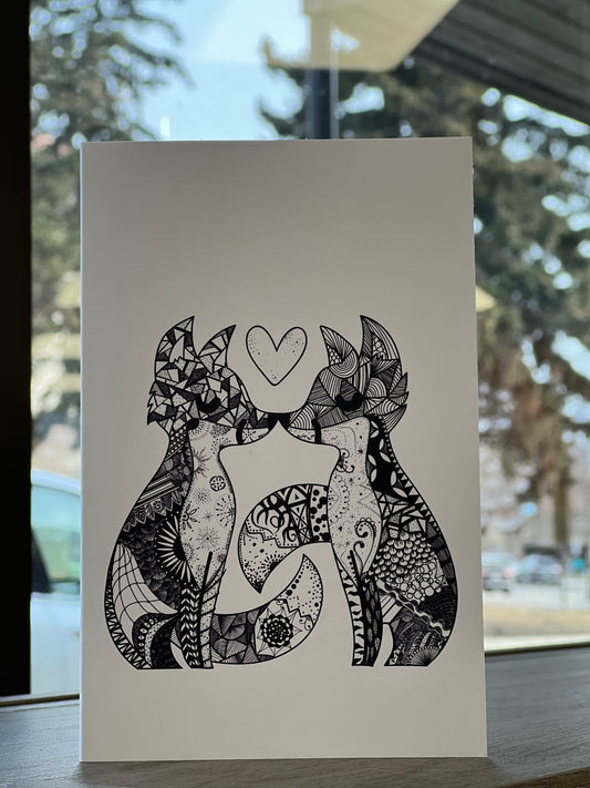 Hand-drawn Fox Pair Card