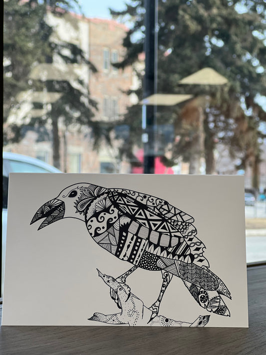 Hand-drawn Raven Card