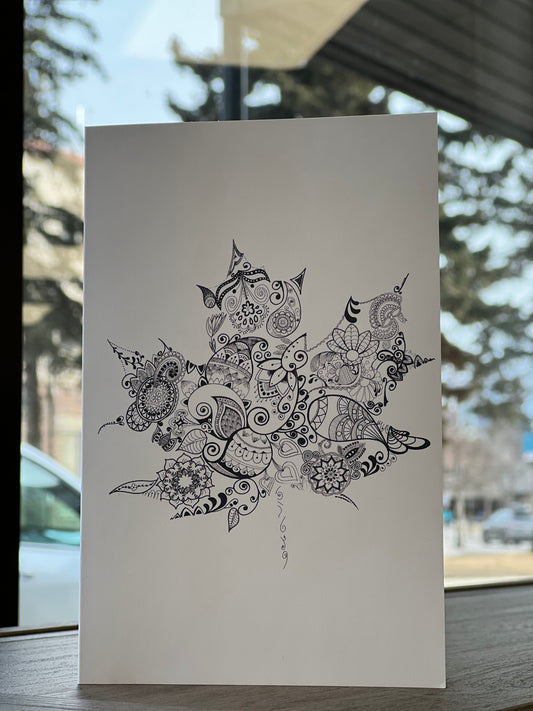Hand-Drawn Maple Leaf Card