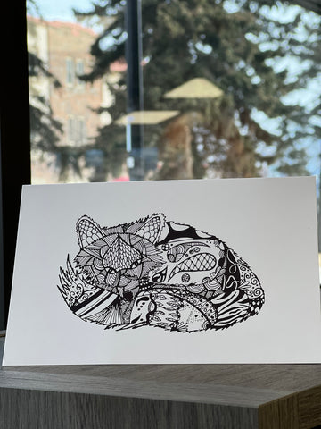 Hand-Drawn Sleeping Fox Card